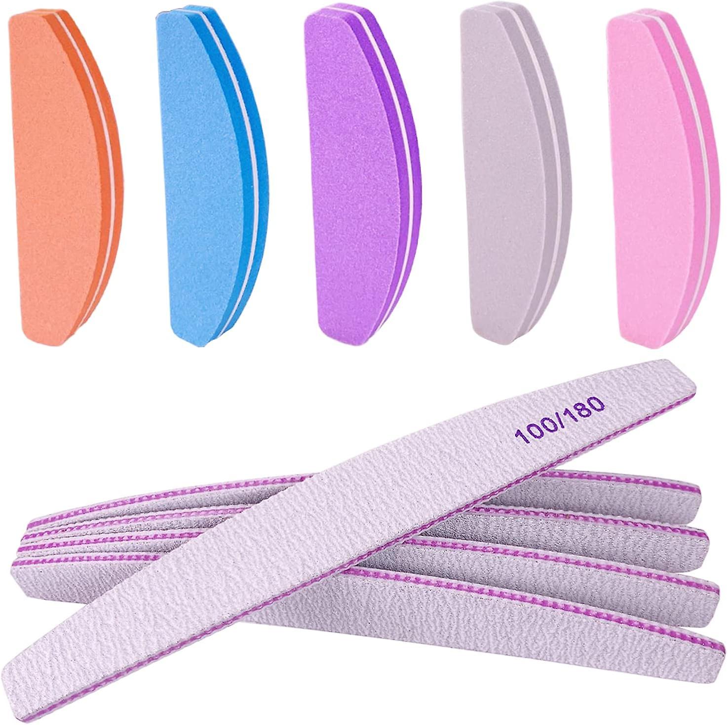 Nail file and Buffer (10 pcs), Buffer block Nail files Double-sided 100/180 Grit for Acrylic and Natural Nails, Fingernail Emery Boa
