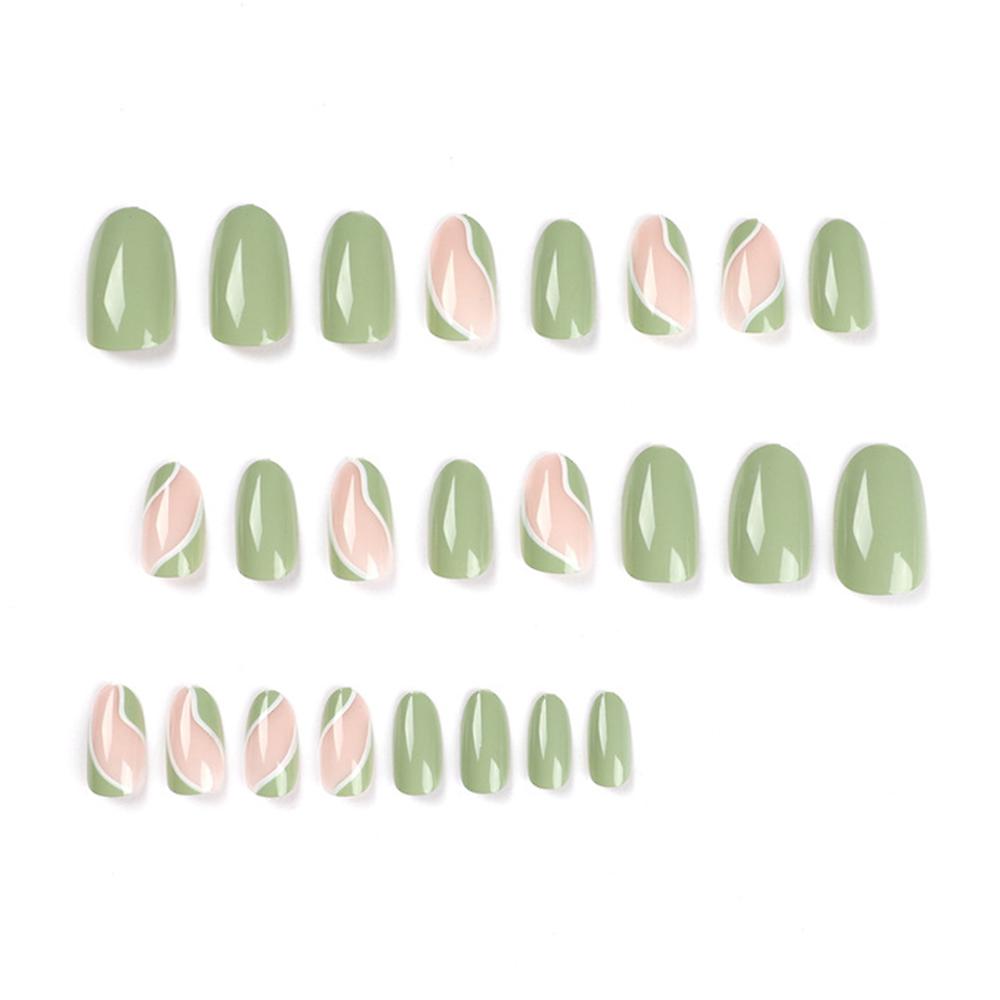 24pcs Medium False Nail Removable Full Cover Nail With Adhesive Tabs