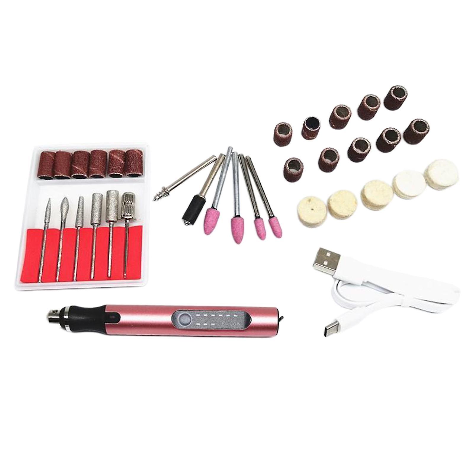 Nail Drill KIt Electric File Bits Portable Machine Grinder 53PCS Rose Gold