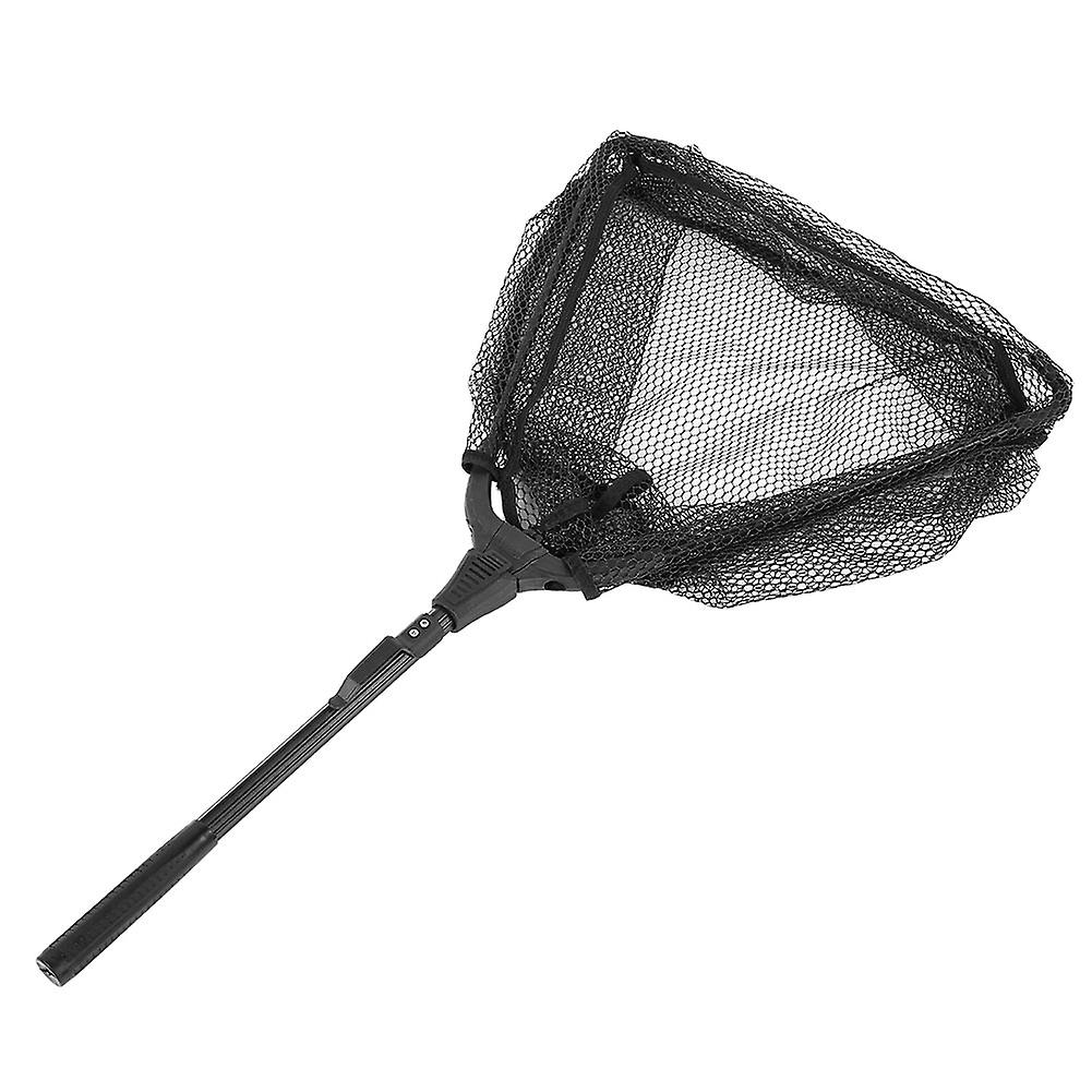 Portable Aluminum Alloy Telescopic Foldng Fishing Landing Net Handle Rubber Handle (40cm)