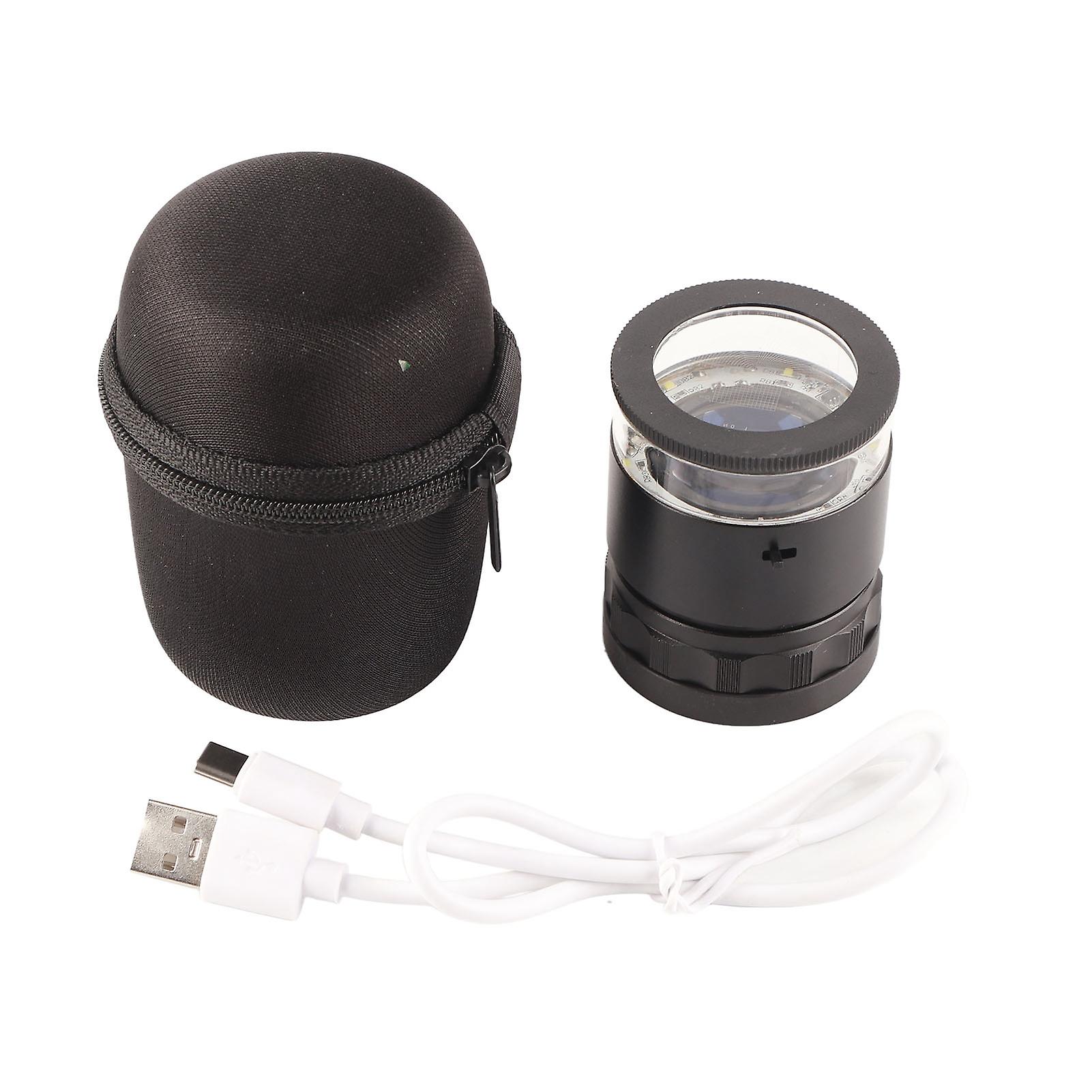 Illuminated Jewelers Loupe 6 LEDs 10X USB Rechargeable 28mm Field LED Jewelers Magnifier for Coins Gems Watches