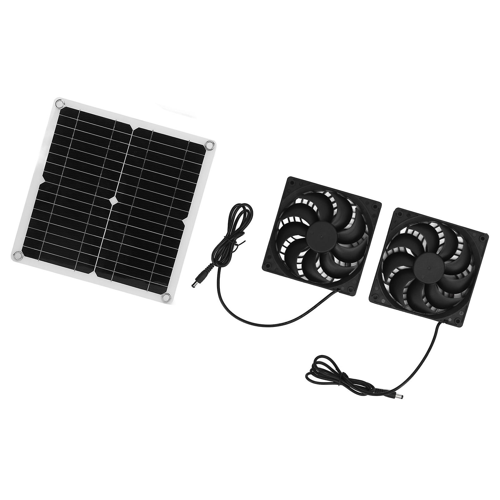 Solar Panel Fan Kit 20W High Conversion Rate Light Portable Solar Panel with 2 Exhaust Fans for RV Dog House 