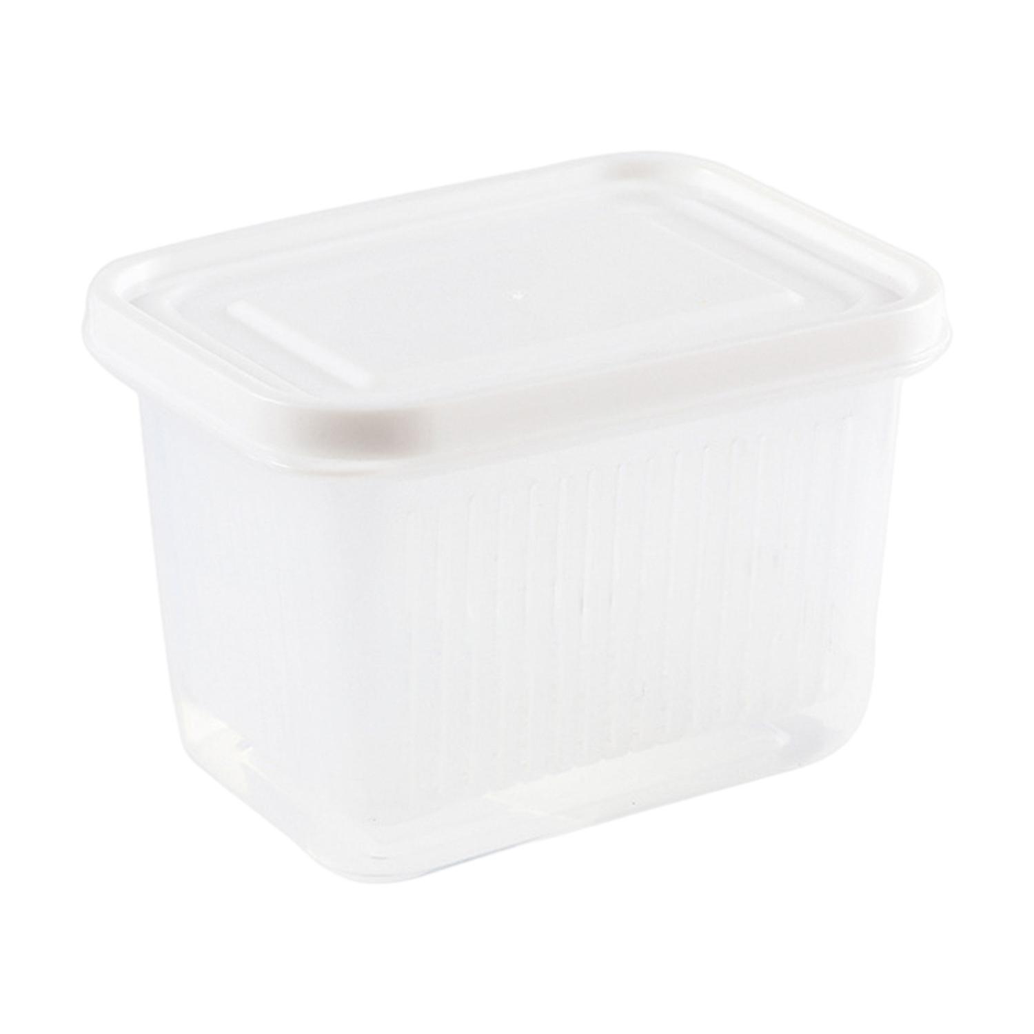 OuZhan Fridge Organizer BPA-Free with Lid Draining Basket Clear Fruit Vegetable Storage Container