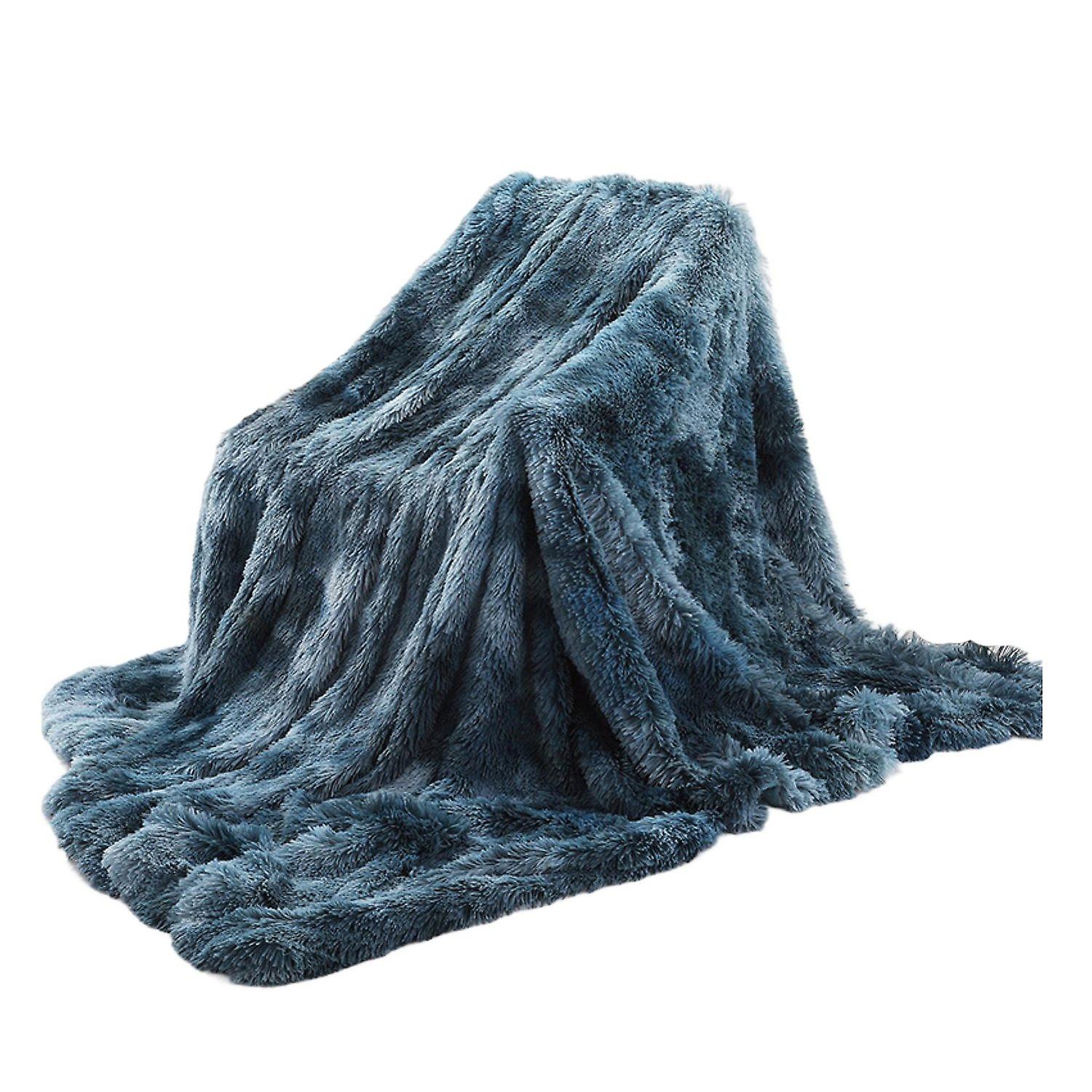 Throw Blanket Fuzzy Plush Warm Thickened Cold-proof Thermal Solid Color Bed Sofa Floor Nap Blanket H