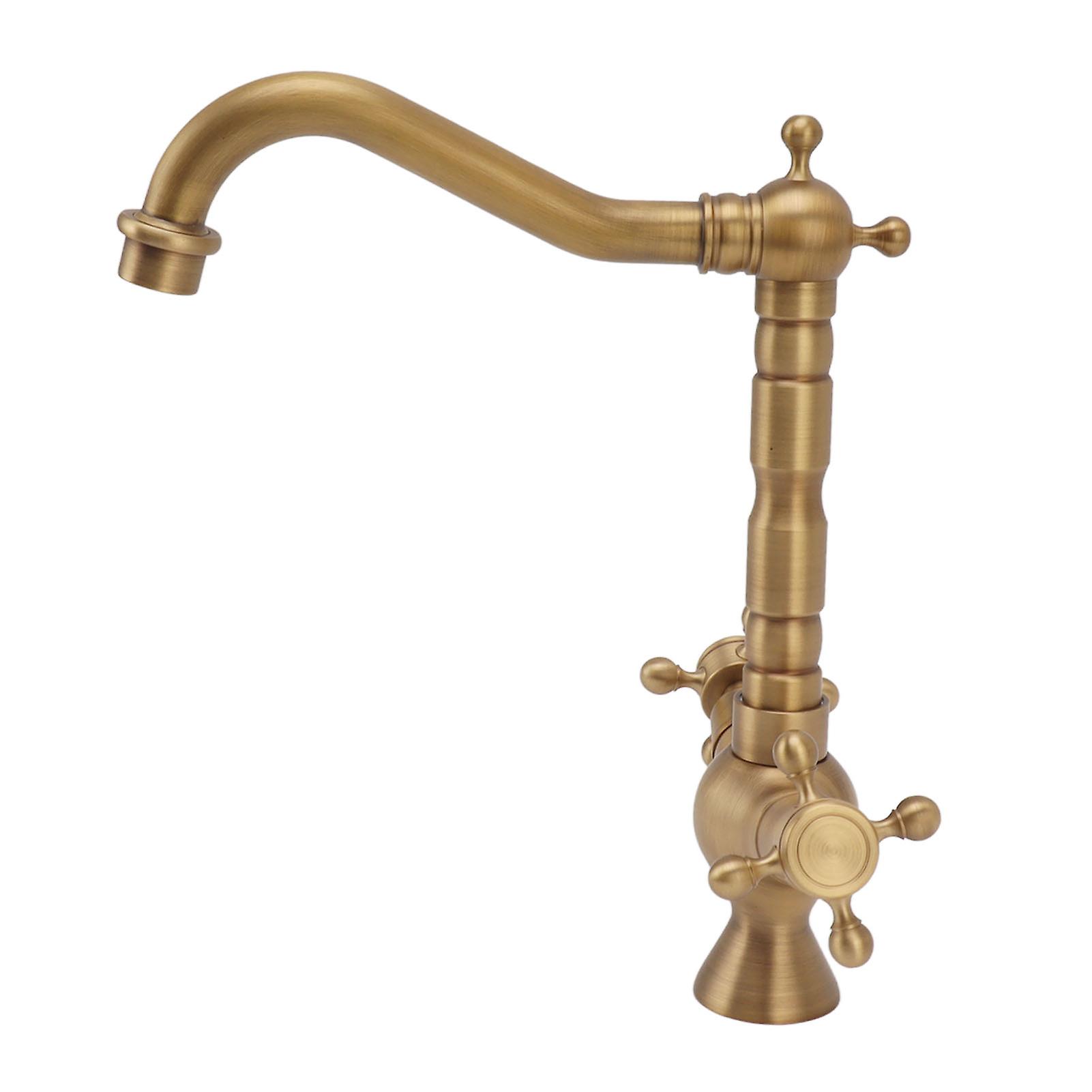 Retro Basin Faucet European Style with Double Handle Copper Hot and Cold Mixer Tap for Bathroom Kitchen 