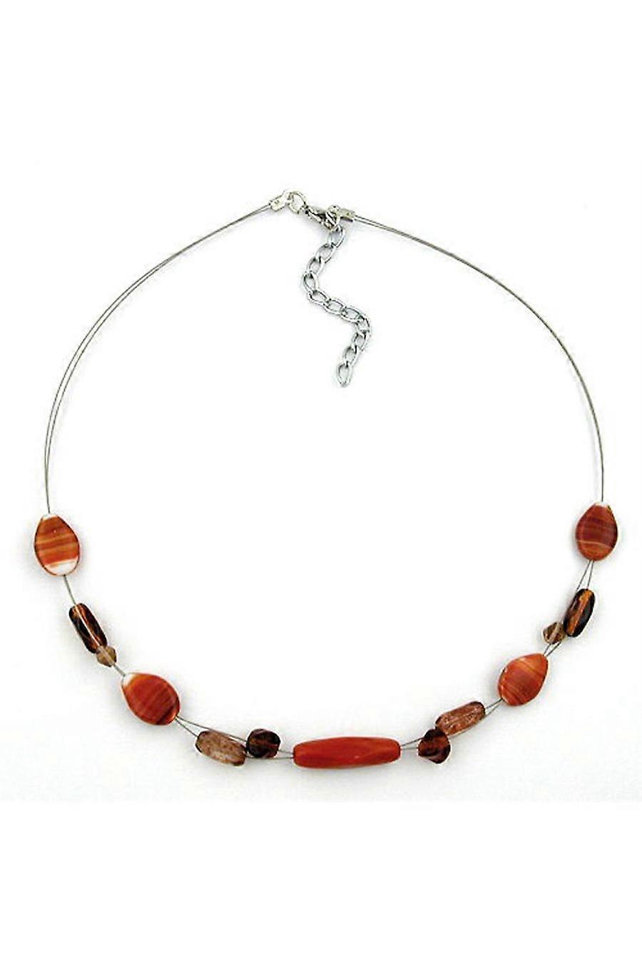 Necklace Glass Beads Rust Brown 44cm - Gl06439