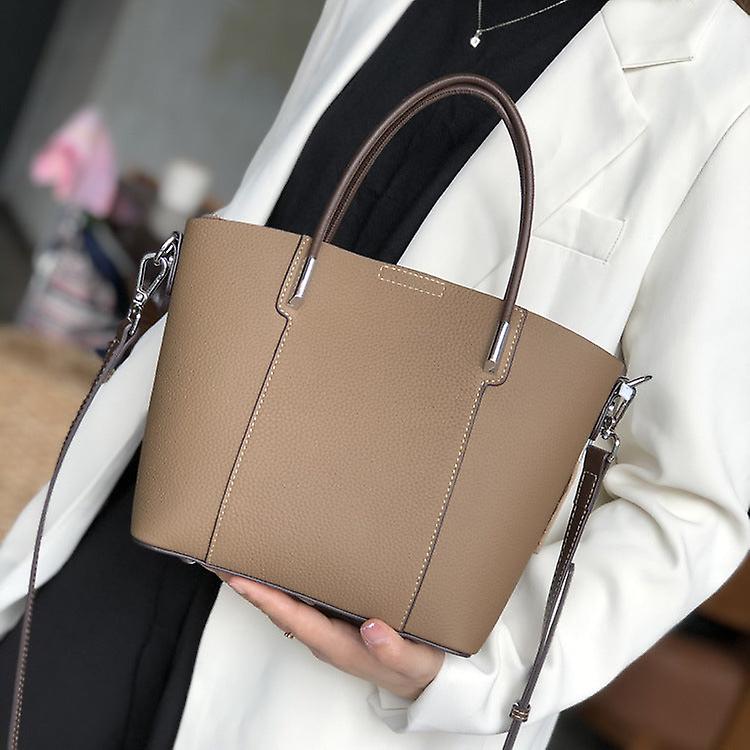 Ladies Women Leather Handbag Niche Tote Bag Large Capacity Cowhide Crossbody Handbag