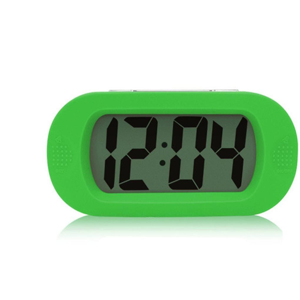 Led Alarm Clock Night Light Table Desktop Silicone Shell Bell Home