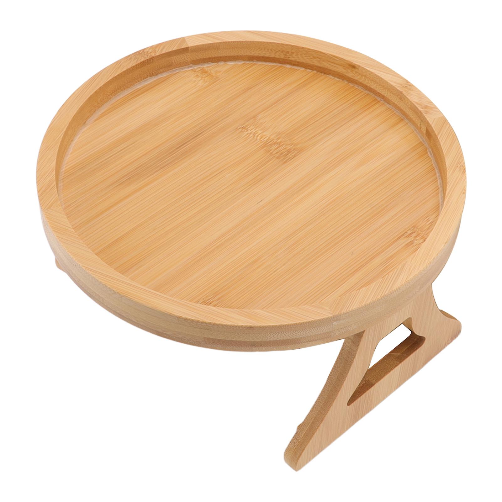 Sofa Tray Bamboo Wood Texture Armrest Couch Clip On Tray Table for Coffee Tea Snacks