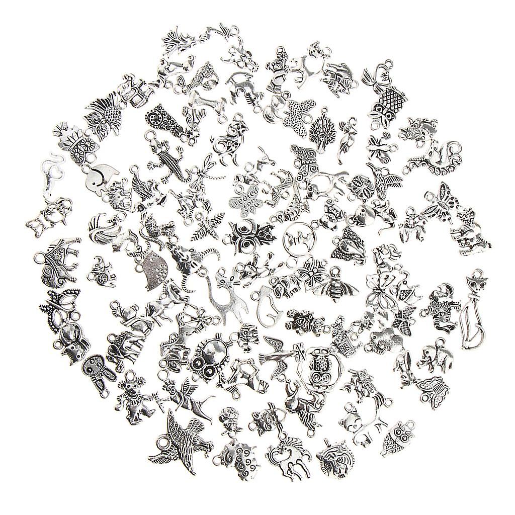 100 Piece Antique Silver Pendant DIY Craft Making Finding Accessories