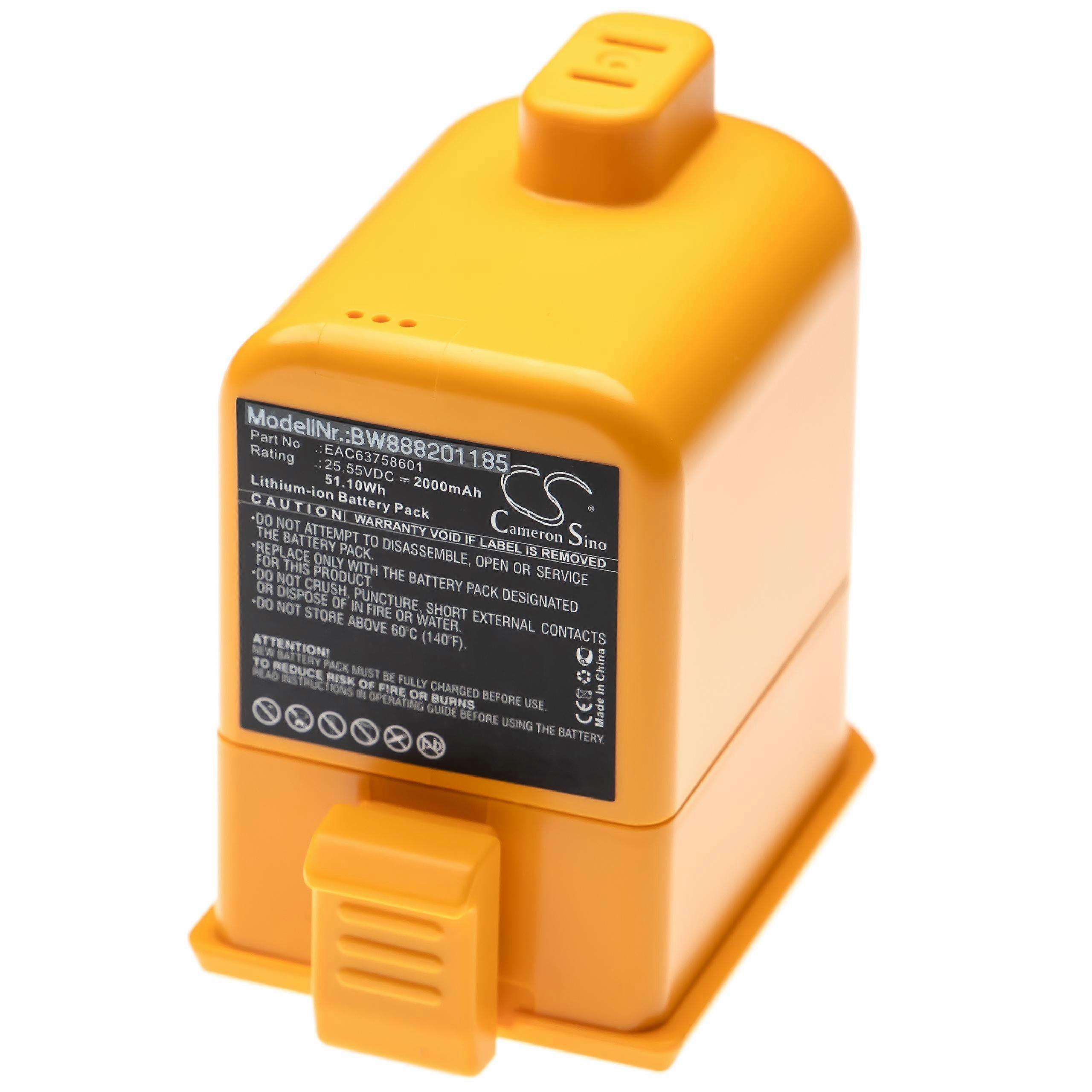 vhbw Batteria compatibile con LG A939KBGS, A958SK, A9M, A958, A958SA, A929KVM, A9MASTER2X, A9MULTI Aspirapolvere Arancione (2000 mAh, 25,55 V, Li-Ion)