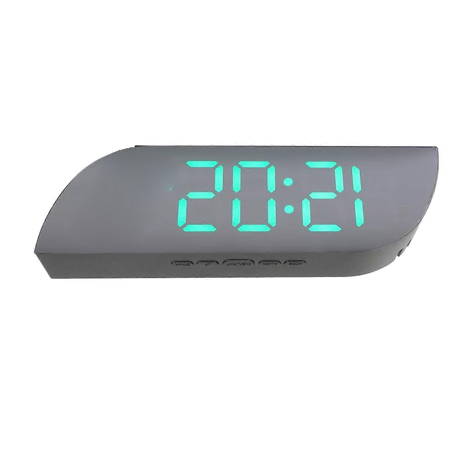 LED Mirror Clock USB Plug in AAA Battery Backup Snooze Digital Alarm Clock with Date Temp Display for Bedroom