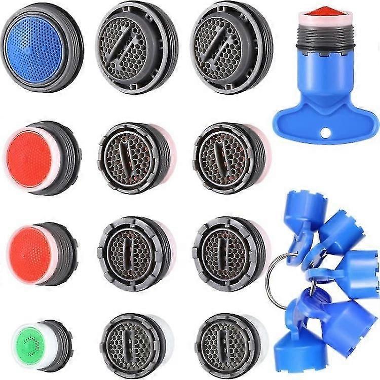 12 Pieces Faucet Aerator Replacement for Sink Aerators and 5 Pieces Faucet Aerator Key Wrenches Remo