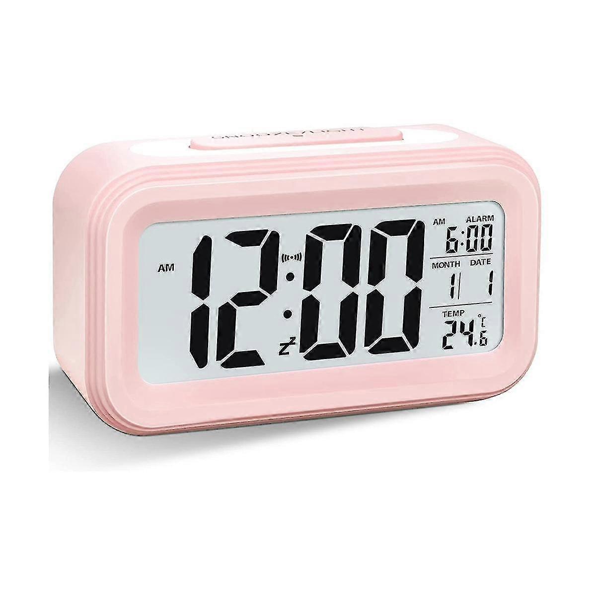 Digital Alarm Clock, Led Alarm Clock, Battery Operated Silent Aalarm Travel Clock,pink