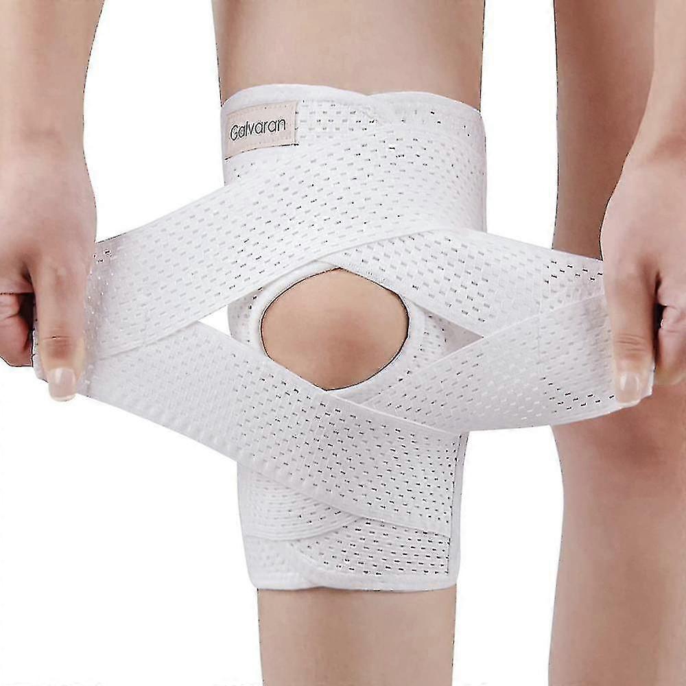 Knee Braces With Side Stabilizers For Meniscal Tears Knee Pain Acl Mcl Arthritis Injury Recovery Breathable Adjustable Knee Braces - White