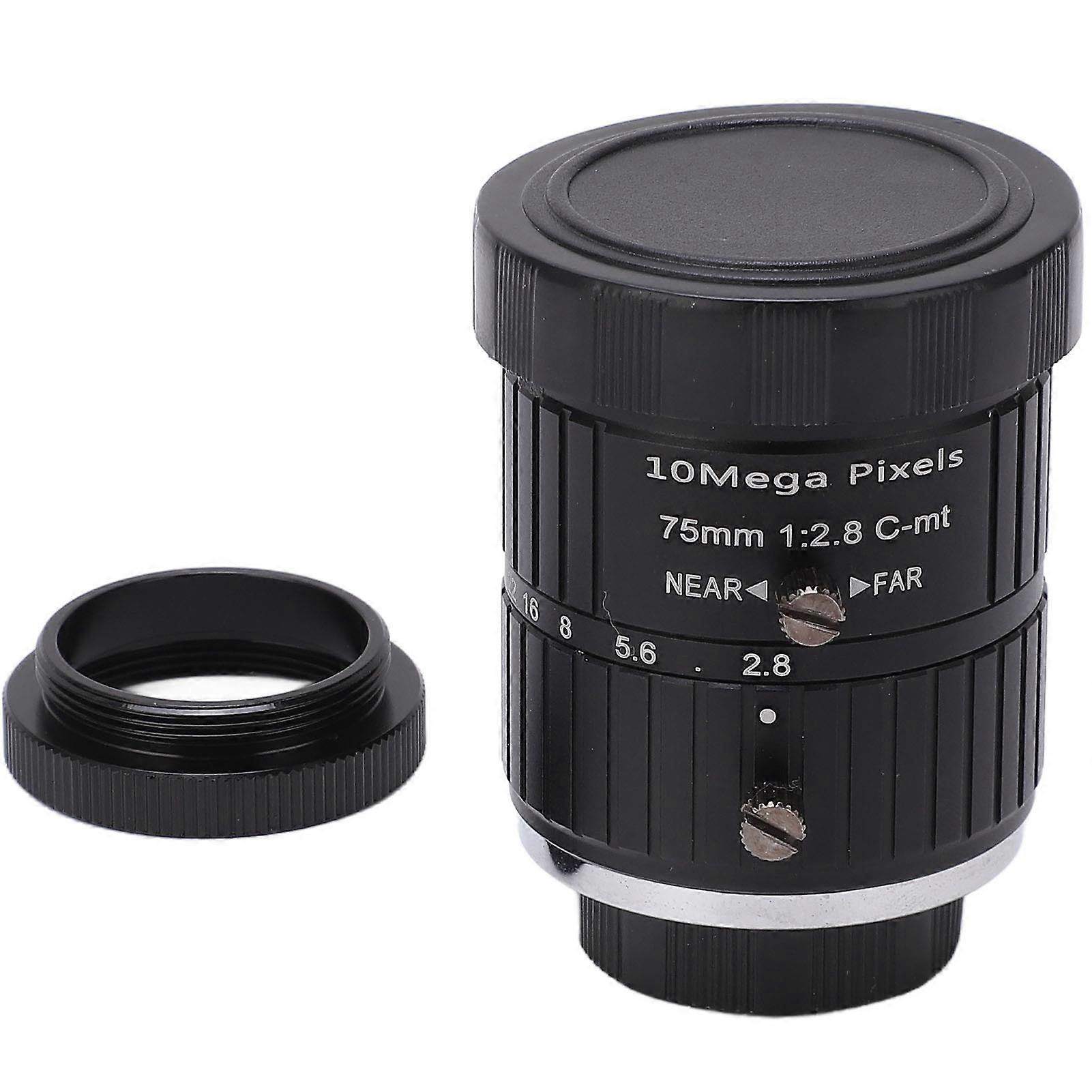 C Mount Lens 75mm Focal Length 10mp Pixels Fixed Zoom Lens With Manual Iris Focus