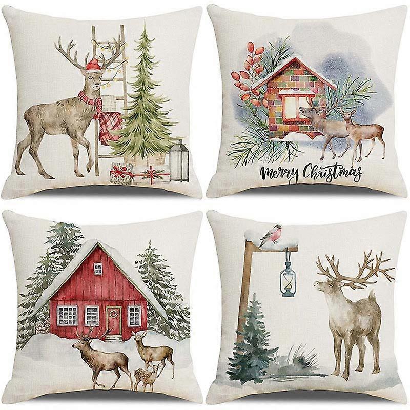 4 Pcs Christmas Pillow Case 45x45cm
