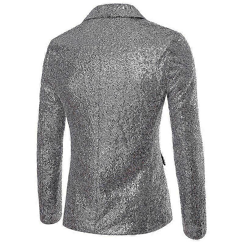 Men's Shiny Sequins Suit Jacket Blazer One Button Tuxedo For Party Banquet Prom
