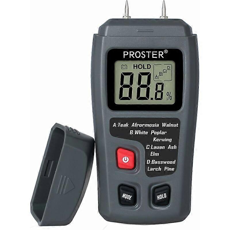 2 Pin Wood Moisture Tester Digital Humidity Detector with HD LCD Display Wood Hygrometer Range 0-99.9% Accuracy 0.5% Resolution +/- 0.1% for wood, log