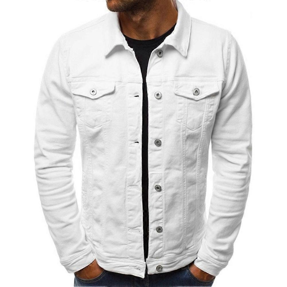 Men Denim Slim Jackets Jackets Solid Long Sleeve 2 Front Pockets Coat for Autumn New