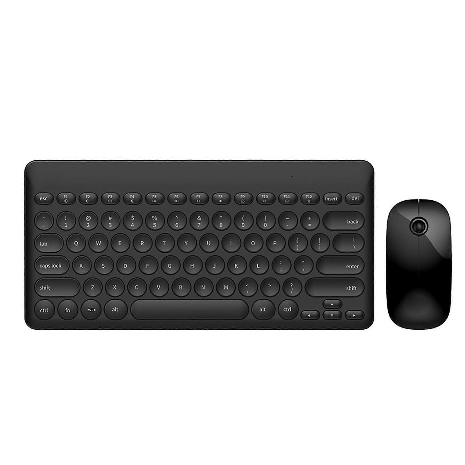 IK6620 2.4ghz Wireless Round Cap Button 90 Keys   Multimedia Keyboard And Mouse Set (Black)