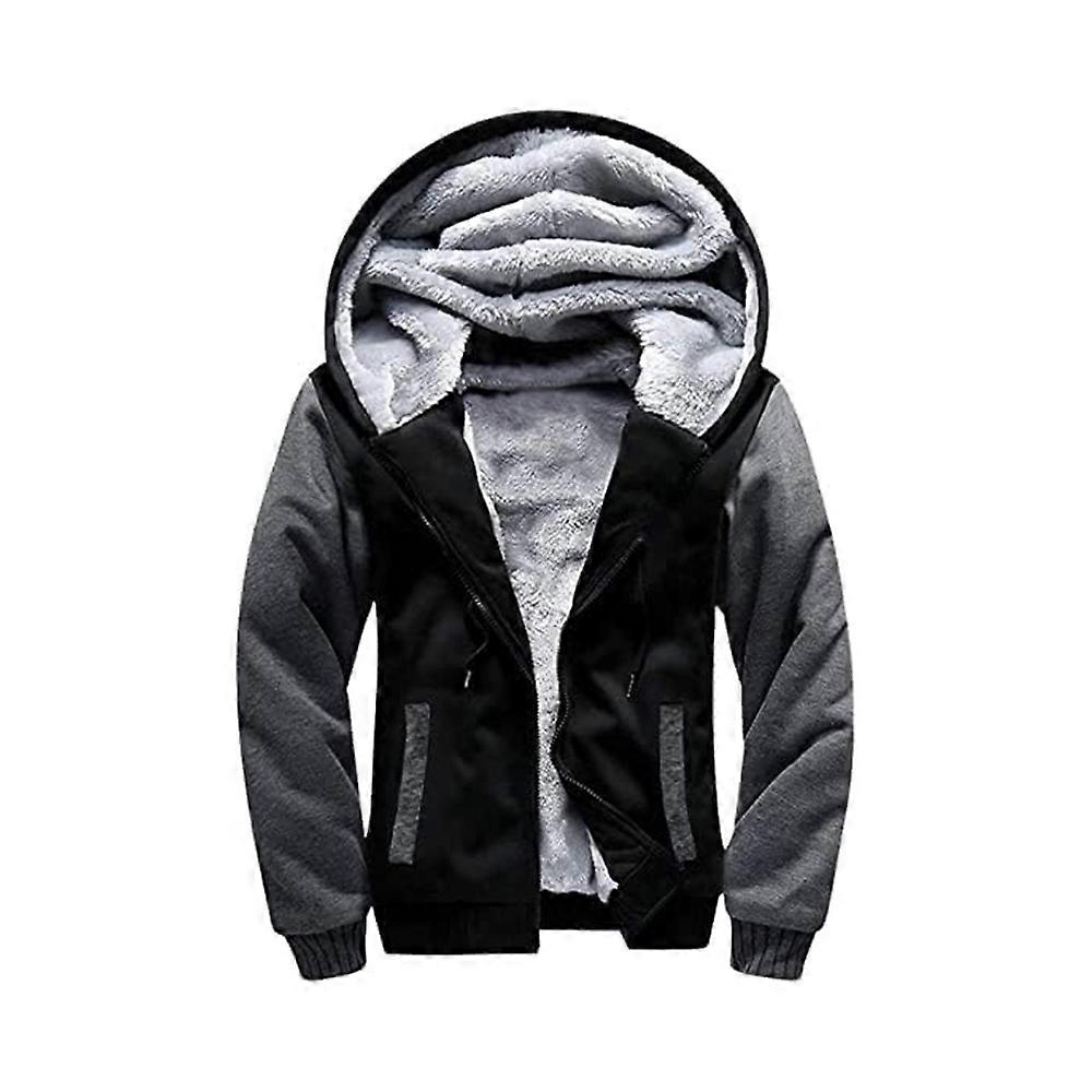Felpa con cappuccio da uomo, felpa con cerniera da uomo, giacca in pile con cappuccio da uomo, felpa con cappuccio invernale all'aperto, giacca con cappuccio calda foderata da uomo (3XL)