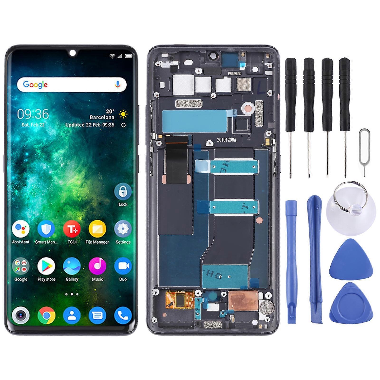 Origineel LCD-scherm voor TCL 10 Pro Digitizer Full Assembly met frame (grijs)