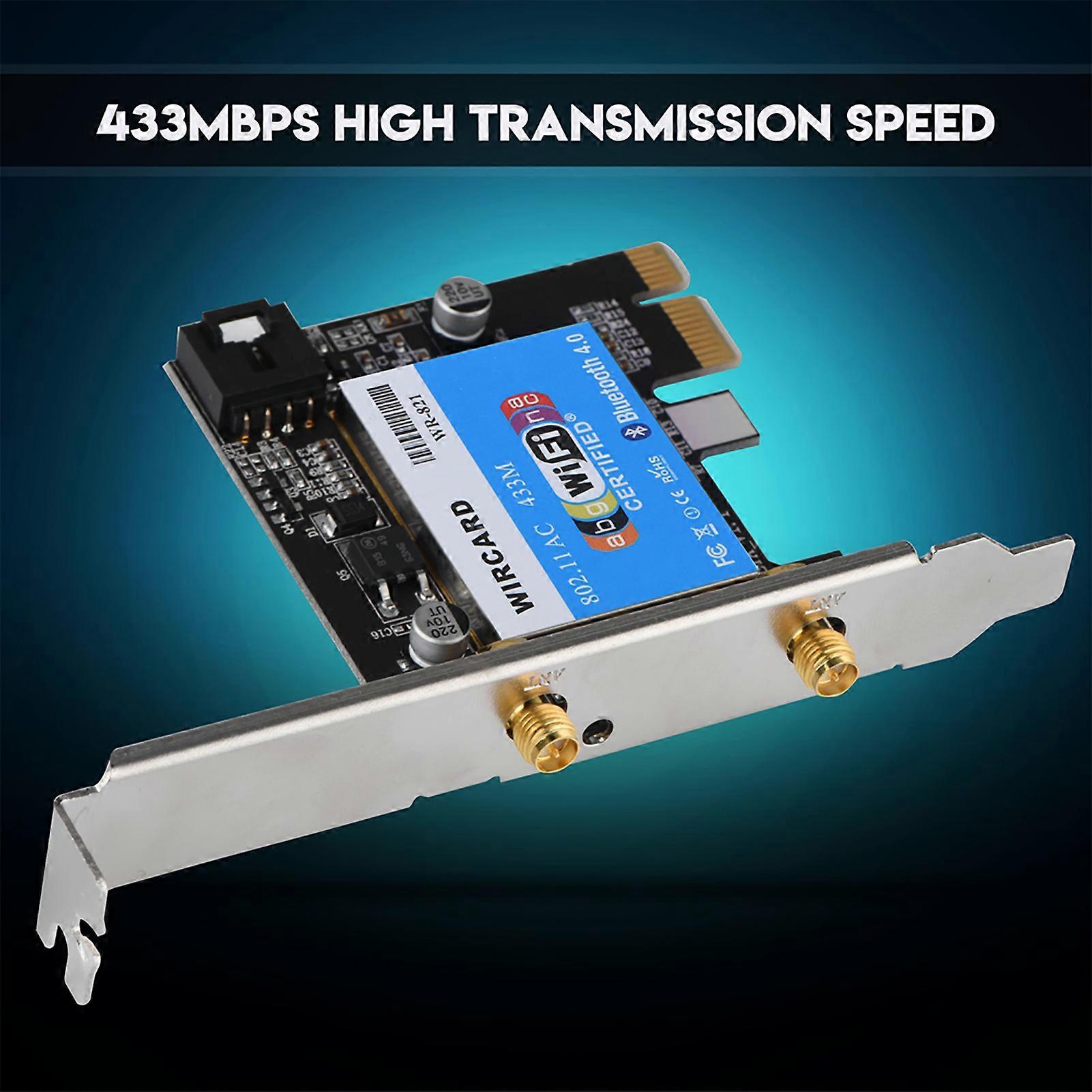 PCIE Network Card 433Mbps Dual Band 2.4g 5G   for Bluetooth 4.0 for Bluetooth Network Card for Desktop