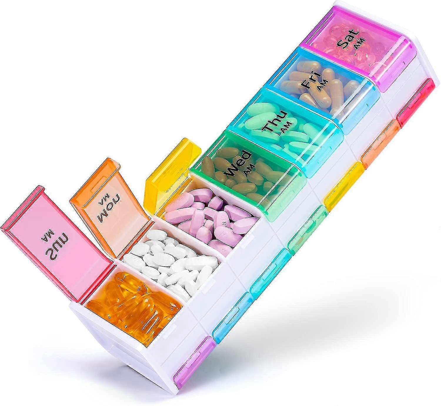 Extra Large Weekly Pill Organizer - 7-Day Pill Box with Large Double Compartments to Store Pills, Vitamins
