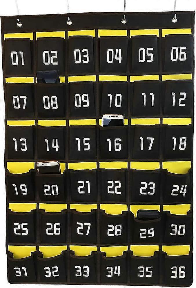 TCGG番号付き教室雑貨クローゼットポケットチャート携帯電話ホルダー壁ドア吊り下げオーガナイザー(36ポケットグレー)
