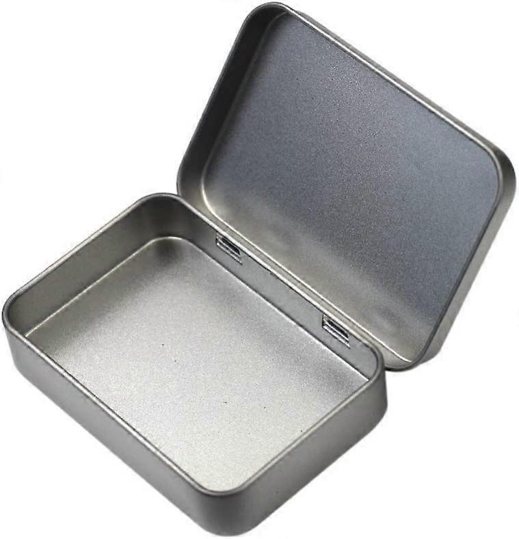 2 Piece 4.5 x 3.3 x 0.86 Inch Rectangular Empty Hinged Tin Box Containers