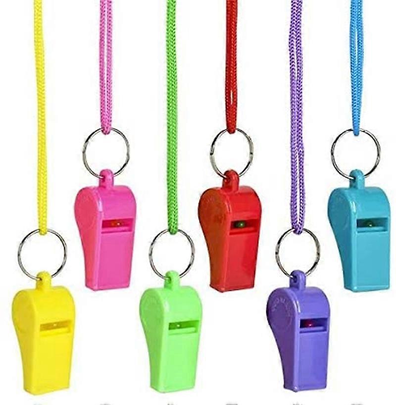 2 Inch Neon Whistle Necklaces, One Dozen per Order