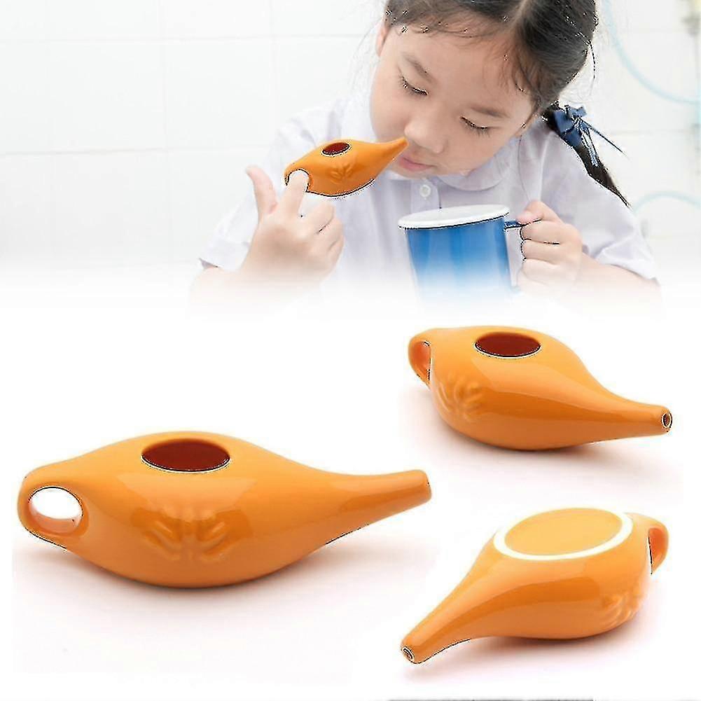 Ceramic Neti Pot Nose Washing Kit Comfortable Spout Pot For Sinus Rhinitis Allergy