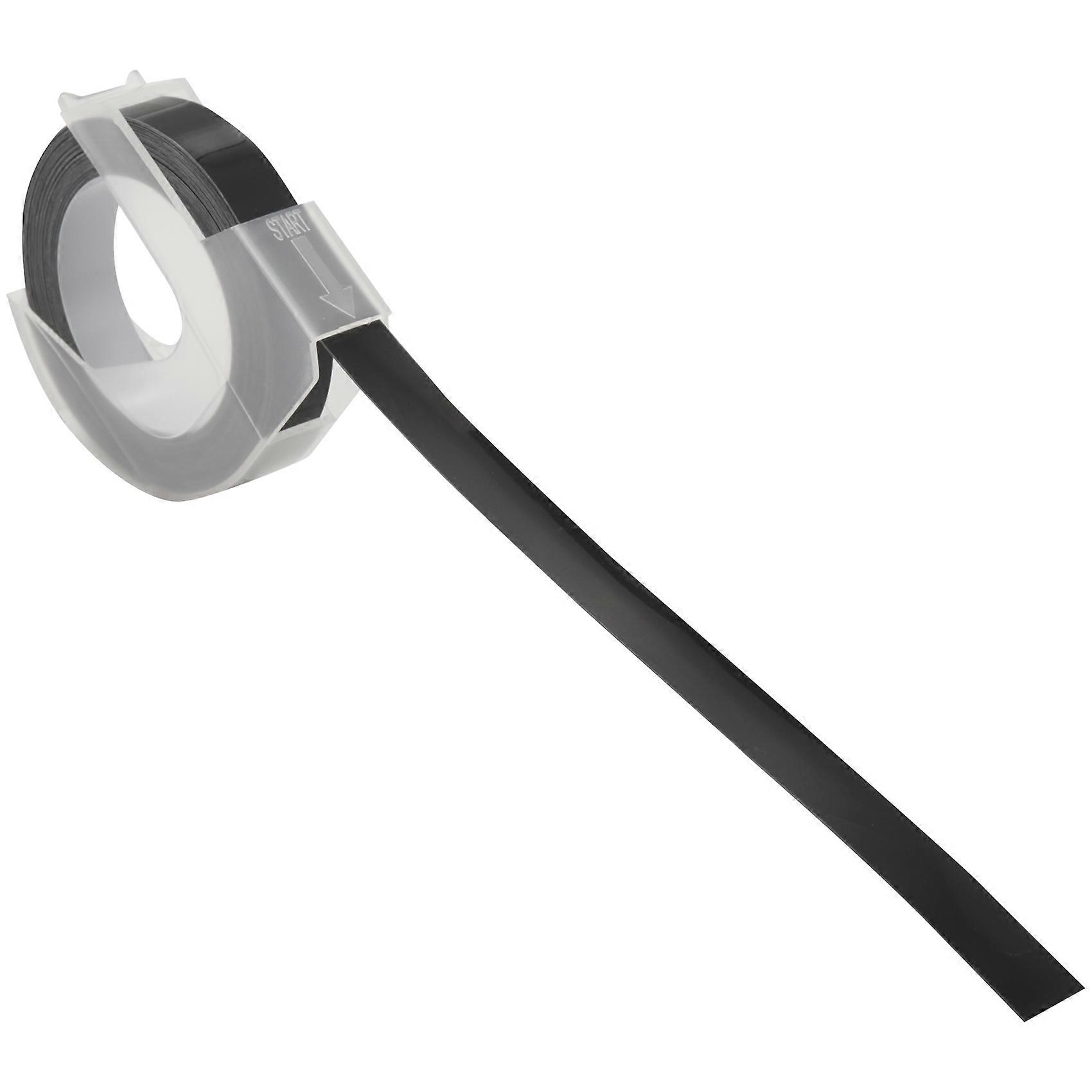 6 Embossing Label Tape 3D Plastic White on Black 9mm x 3meter for Embossing Label Makers