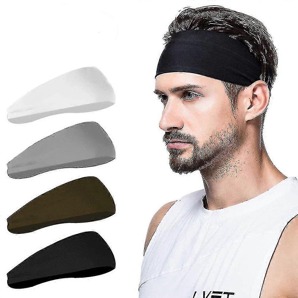 athletic mens headband (4 pack) -black/white/grey/green
