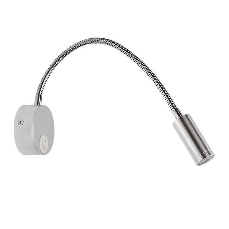 Led Reading Lamp Bedroom Wall Lamp With Switch Portable Reading Lamp For Home Hotel (Specular Silver)