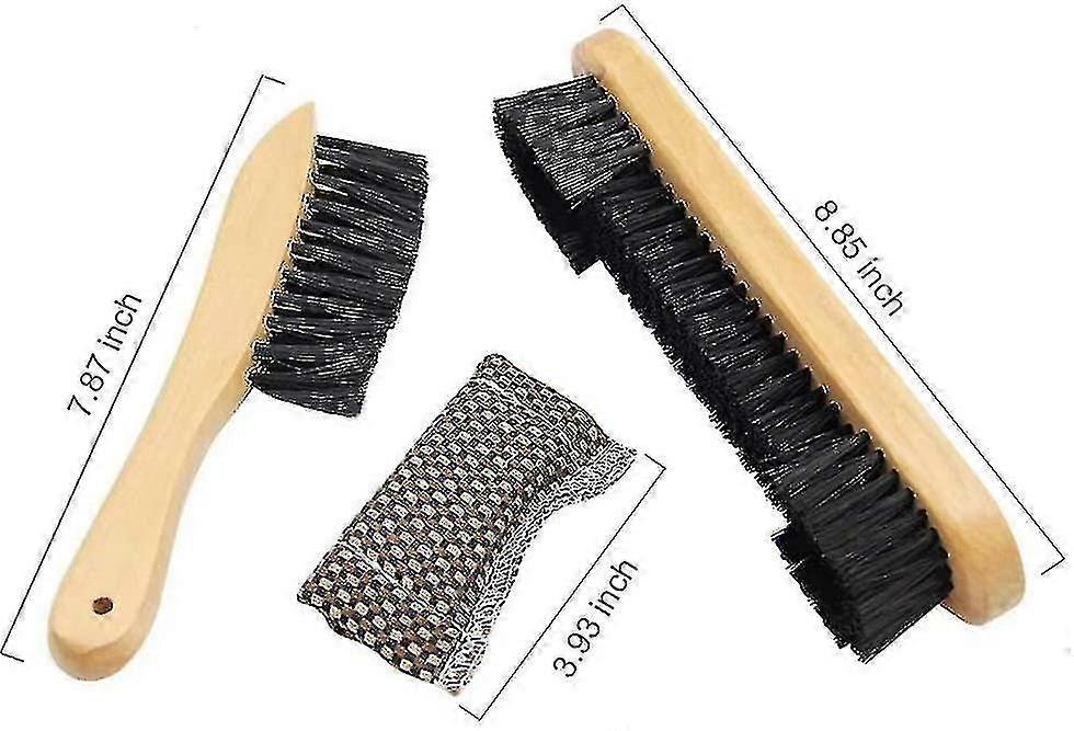9" Wooden Billiards Pool Table And Rail Brush Set With Cue Shaft Cloth Slicker Cleaner-3