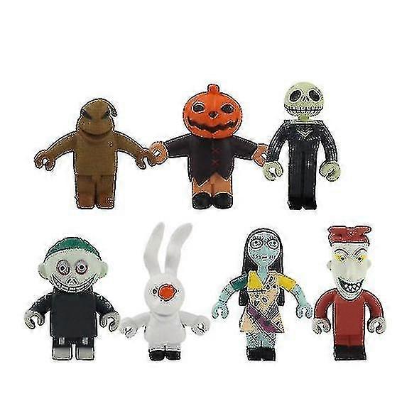 Chomel 7pcs / الكثير فيلم الكابوس قبل عيد الميلاد جاك سكيلينغتون برميل أوجي بوجي سالي قفل البسيطة البلاستيكية شخصيات نموذج اللعب