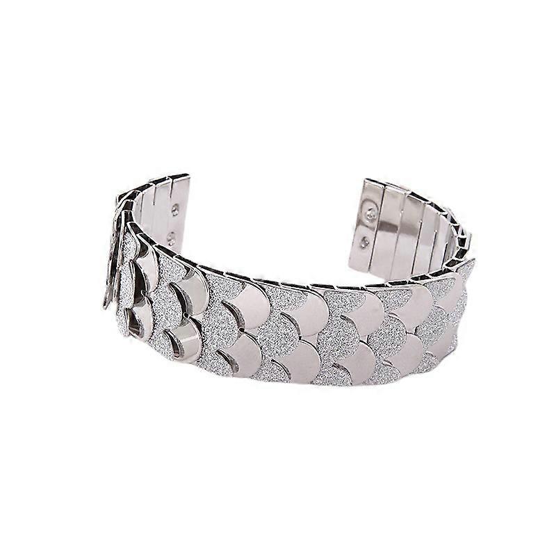 2pcs Elegant Bling Bling Bracelet Sequins Snake Fish Scale Retro Opening Bangle