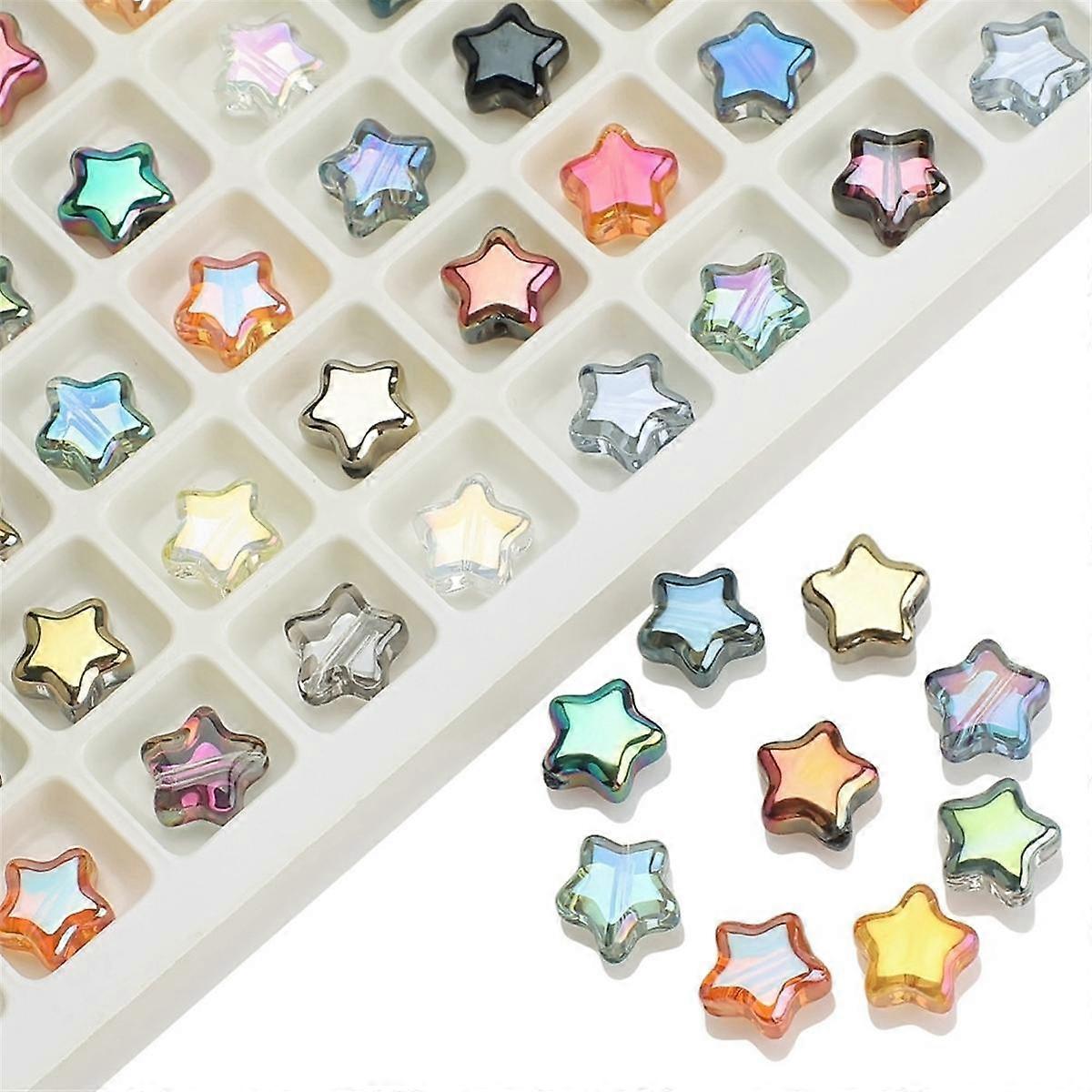 200Pcs 8mm Star Bead Glass Crystal Spacer Beads Colorful Beads for Jewelry Bracelet Making DIY Craf