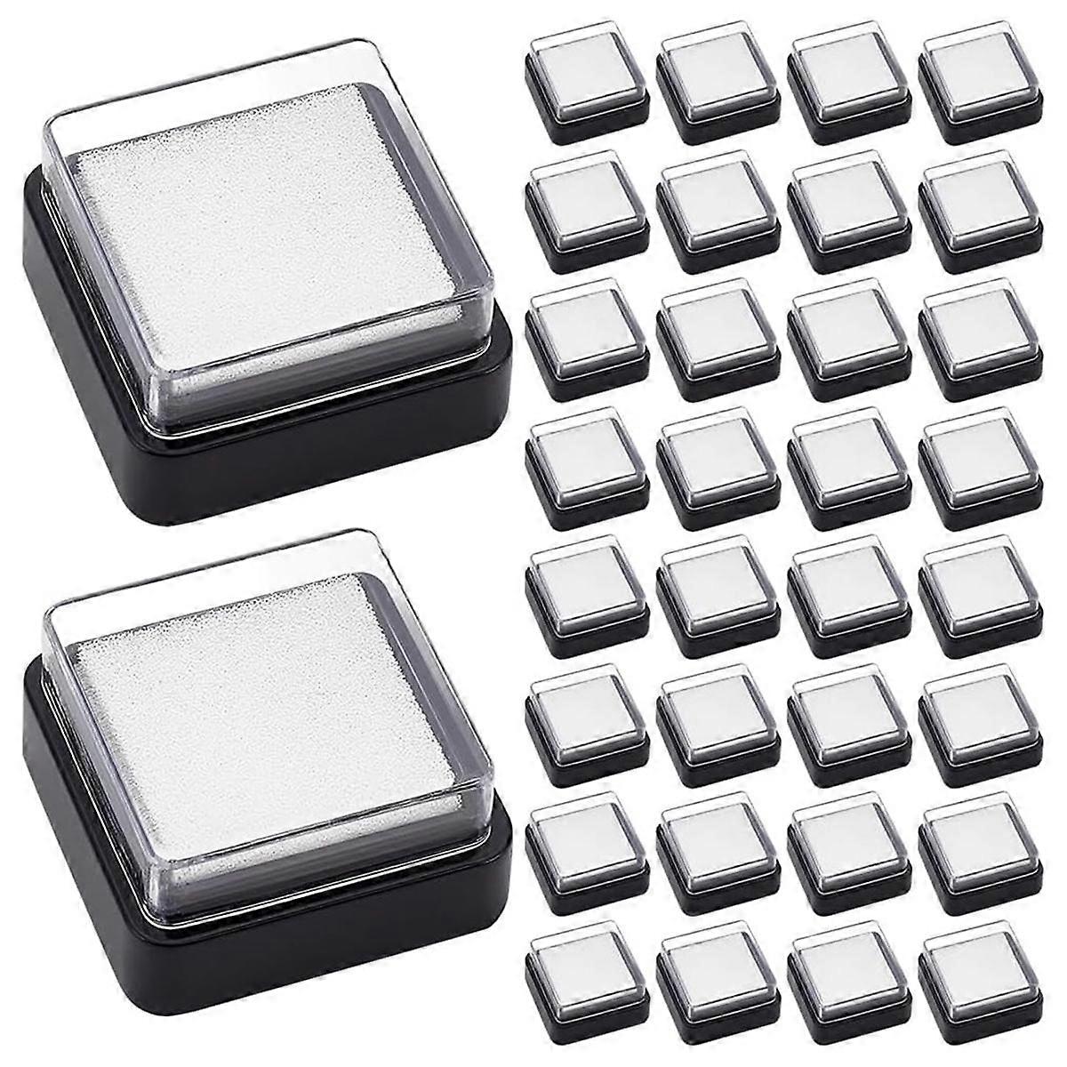 30PCS Empty Blank Ink Pad No Ink Mini Thumbprint Sponge Ink Stamp Pad Black Quick Drying Foam Unink