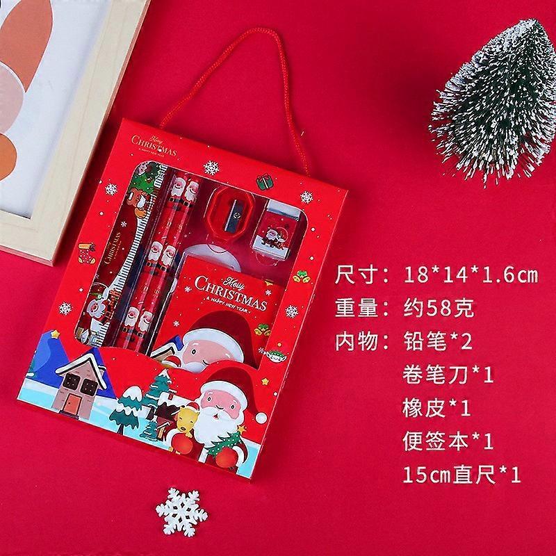 6PCS Christmas Stationery Gift Set Christmas Goodie Bag Fillers Include 2 Christmas Pencil Eraser Ruler Sharpener Christmas Decoration Set Stationary