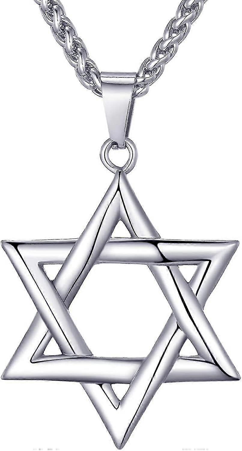 Erkek Paslanmaz Çelik Star David Kolye Kolye