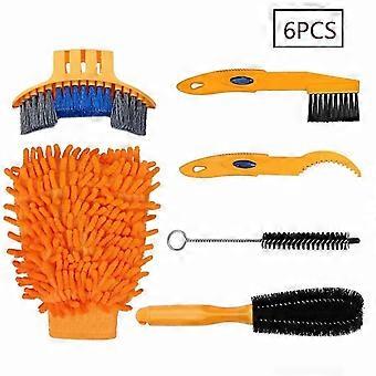 Bike Cleaning Tool Set 6 Pcs Bicycle Clean Brush Kit For Bicycle Chain/tire/sprocket Cycling Corner Stain Dirt Clean - Fit For Mountain Bike Road Bike