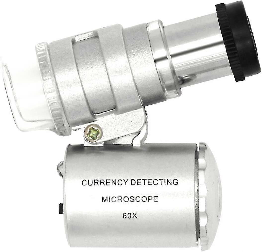 60x Adjustable Mini Led Pocket Microscope Magnifier Magnifier With Currency Detection Magnifier