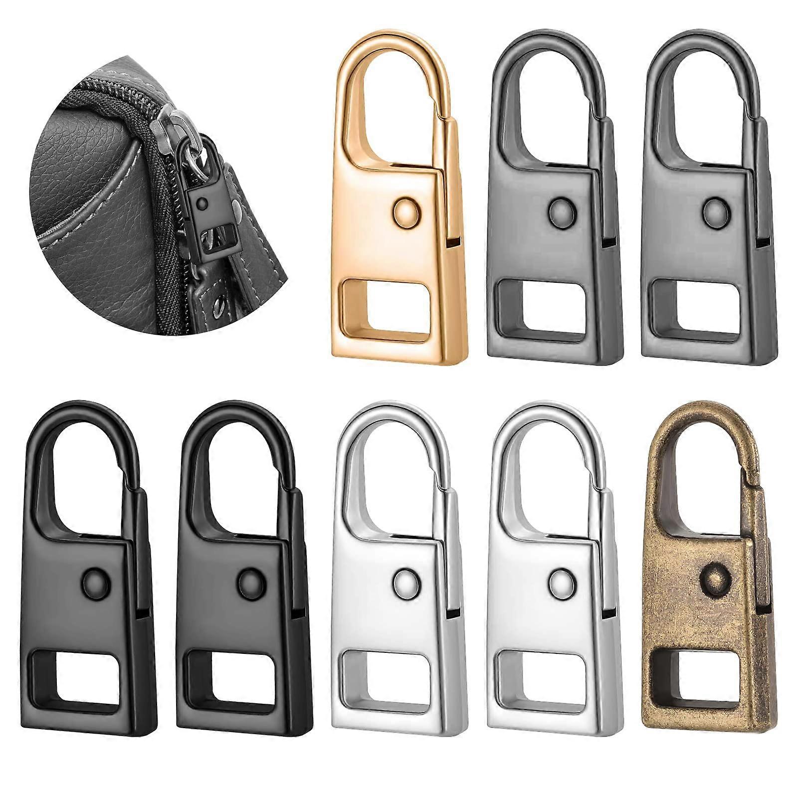 10 Pieces Zipper Pull Replacement Repair Kit,Detachable Universal Metal Zipper Pull Head Replacement