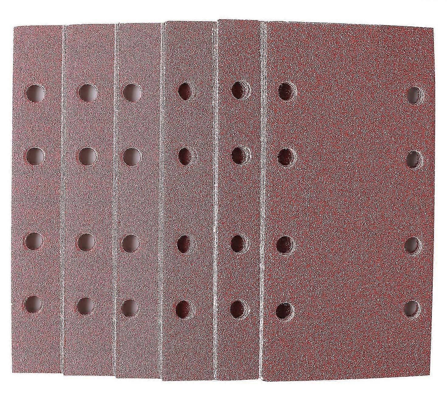 30 Sandpaper Sheets, 40/60/80/120/180/240 Hook-and-loop Sanding Pads 8-hole Sandpaper For Rectangular Sander (18.5 X 9.3cm)