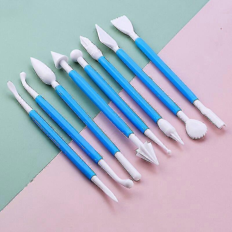 8pcs Fondant Cake Decorating Modelling Tools 16 Patterns Carving Flower Craft Clay Modeling Baking Set