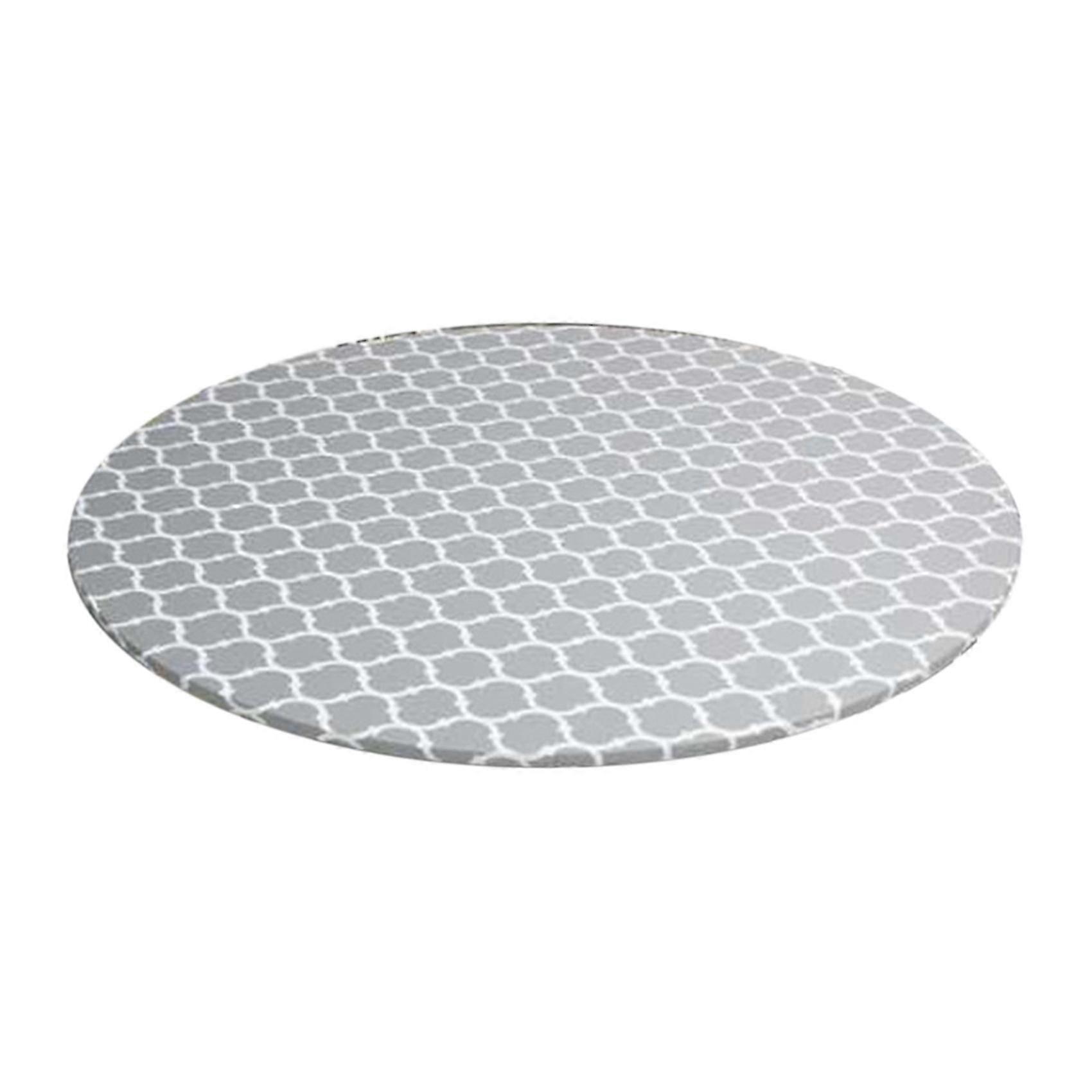Round Tablecloth with Elastic Edge Waterproof Oil Proof PVC Table Cloth Wipe Clean Table Cover for