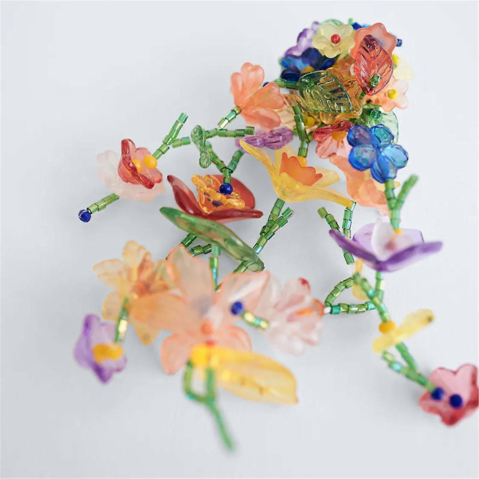 Creative Plastic Tassel Flower Beaded Earrings Boho Eardrop Pendant Earring Gift